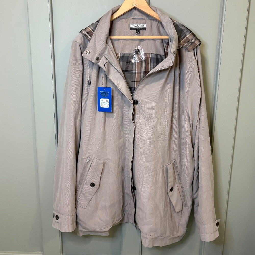 Magellan's Travel‎ Gear Jacket Men's Hooded Plaid Lined Lightweight Zip Size XXL